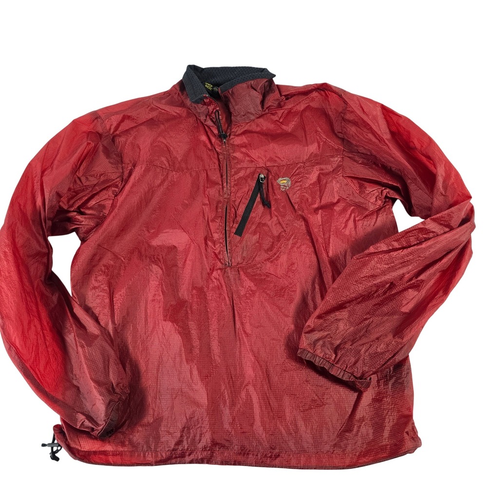 Mountain Hardwear Mens Red Ripstop Half Zip Windbreaker Pullover Jacket Size M